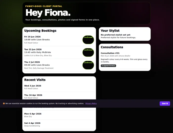 Bookchair online booking flow