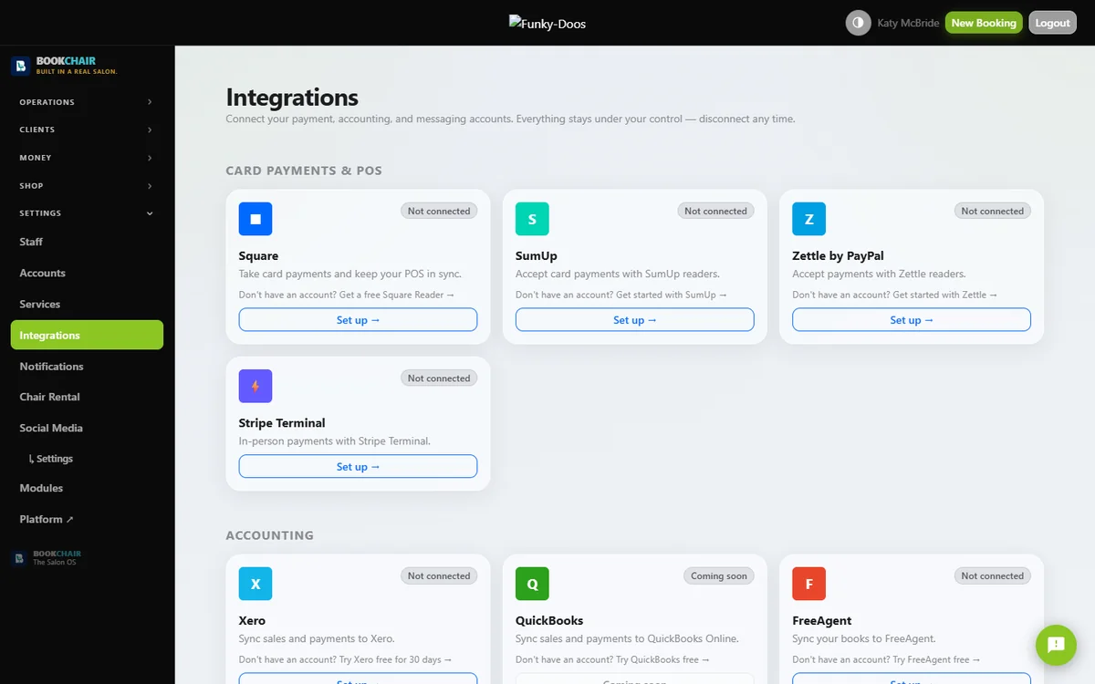 Bookchair integrations hub